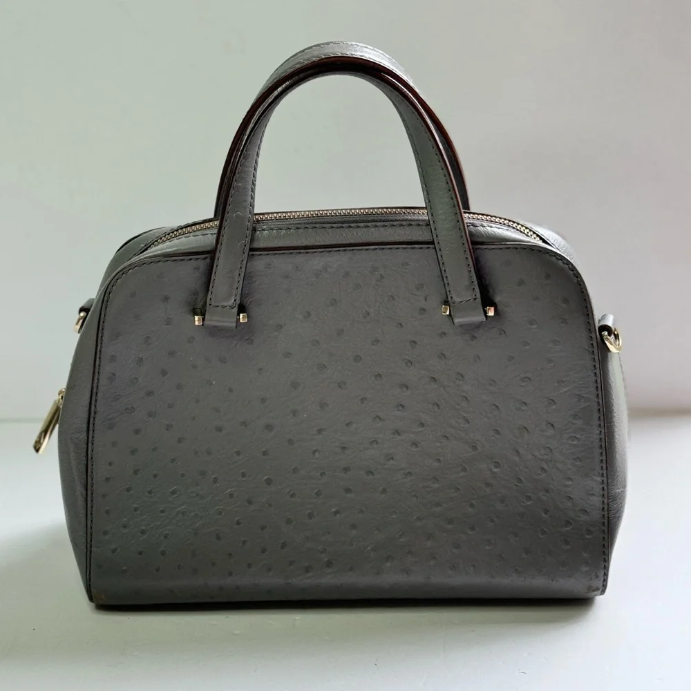 Kate Spade Kay Street Ostrich Embossed Satchel Grey